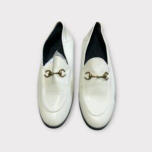 🩰 White Slip-On Loafers with Gold Horsebit Detail – Women’s 10-11